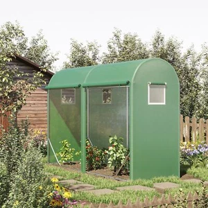 Walk-In Tunnel Greenhouse Hot House for Outdoor w/ Roll-up Door, 10'x3'x7' Green - Picture 1 of 11