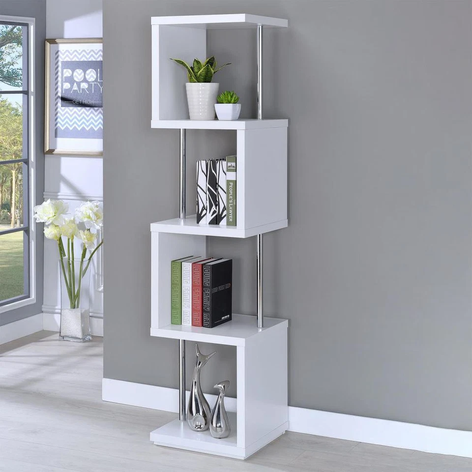 Coaster Modern White Four-tier Bookcase 801418