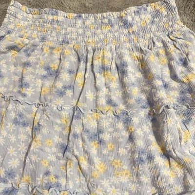 Falda Hippie Rosa Juniors Mediana Azul Floral Cintura Calada Bohemia Cottagecore Foto 1 de 4