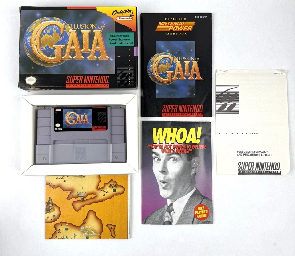 Illusion of Gaia (Super Nintendo SNES) Completo con Mapa y Todos los Insertos Auténtico Foto 1 de 4