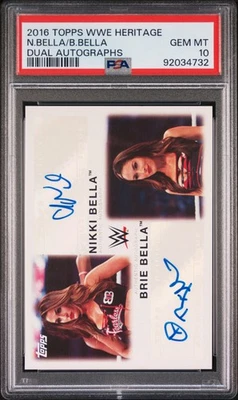 2016 Topps WWE Heritage Dual AUTO Brie Bella Nikki Bella Dual #6/11 PSA 10 POP 1 - Image 1 of 2