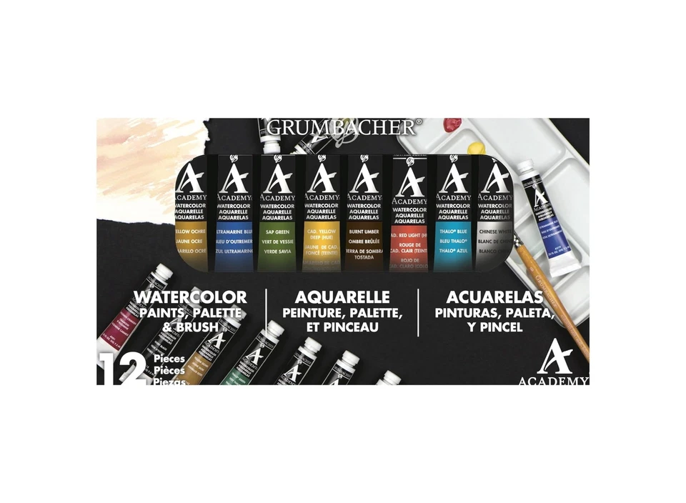 Grumbacher 2010 Academy Watercolor Paint Set 10 Colors