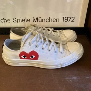 Converse Low Play White CDG Comme Des Garcon Size 9 - Picture 1 of 10