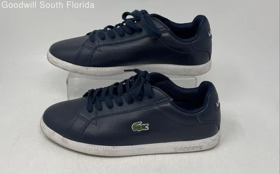 Lacoste Womens Graduate Blue White Leather Lace-Up Sneakers Shoes Size 8 - Image 1 of 4