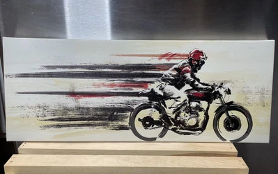 Motorcycle Wall Hanging on Canvas 22.5” x 8.75” - Image 1 of 4
