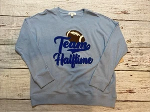 Anneliese Light Blue Graphic Football Sweater Women’s Embroidered Size XL NWT - Picture 1 of 7