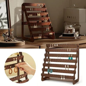 Earring Stand Display Jewelry Organiser for Hanging Earring Wood Holder Tabletop - Picture 1 of 8