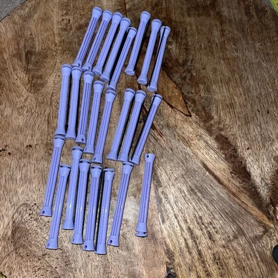 Vintage Lot of 24 Plastic Elastic Cap Permanent Rollers Hair Curlers Perm Rods - Image 1 of 3