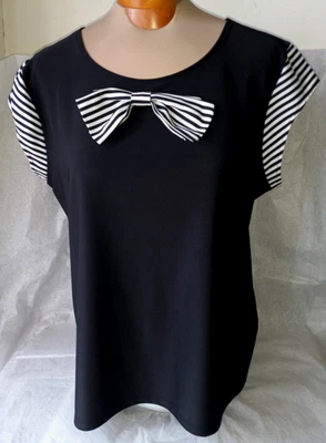 NUEVA BLUSA TOP MANGA GORRA LAZO RAYAS NEGRAS KARL LAGERFELD PARIS TALLA L Foto 1 de 4
