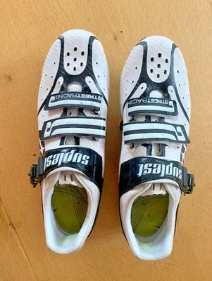 Sapatos de ciclismo de estrada Suplest StreetRacing carbono branco UK9.5 - Imagem 1 de 4
