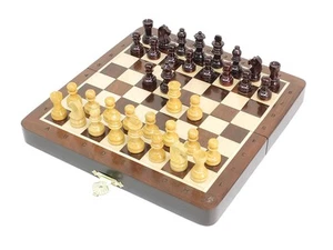 - 8 Inch Wooden Magnetic Folding Travel Chess Set - Board with Algebraic Nota... - Picture 1 of 9