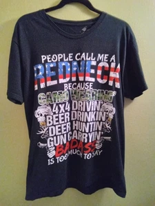 Mens L Gildan T-Shirt Redneck Badass Lightweight Relaxed Fit - Picture 1 of 3