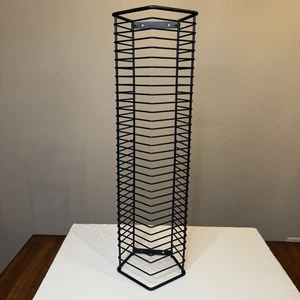 Vintage Black Wire CD Tower Rack Stand Holds 31/35 CDs 20” Tall Media Storage - Picture 1 of 7