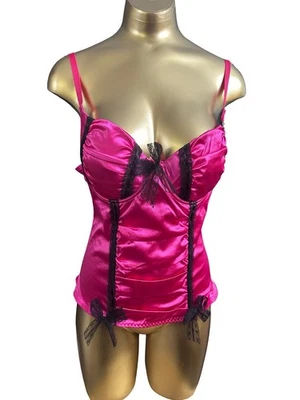 Top corsé bustier vintage Morbid Threads - rosa satinado - 36C hada grunge gótico Foto 1 de 4