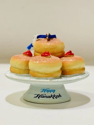 Nuevo Happy Hanukkah Sufganiyot (Jelly Donut) Plato Colgante Adorno Kurt Alder Foto 1 de 4