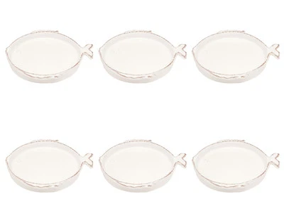 6er Set Salatteller Kuchenteller MARINA FISCH D. 16cm weiß bianco Virginia Casa - Bild 1 von 2