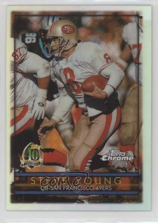 1996 Topps Chrome Refractor Steve Young #130 HOF - Image 1 of 2