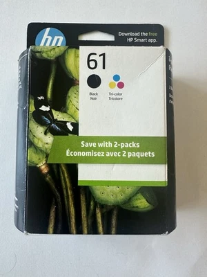 HP 61 Black And Tri-Color Ink Cartridges CR259FN Exp. 3/2027 - Image 1 of 2