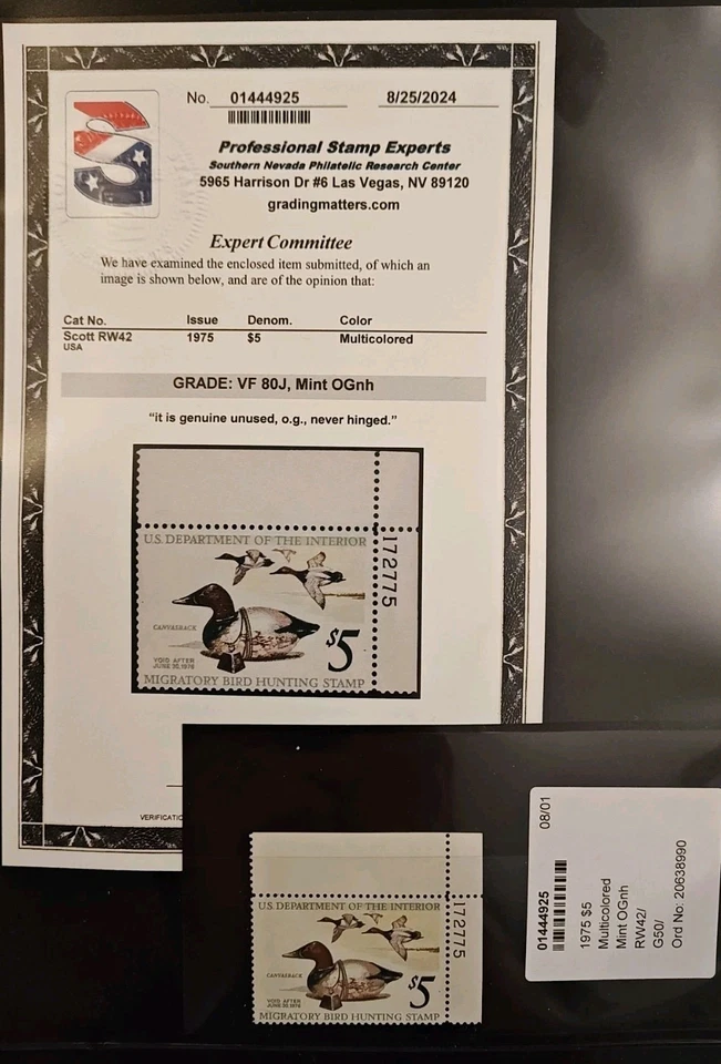 RW#42 MNH Duck Stamp 1975 PSE Graded - VF - Image 1 of 4