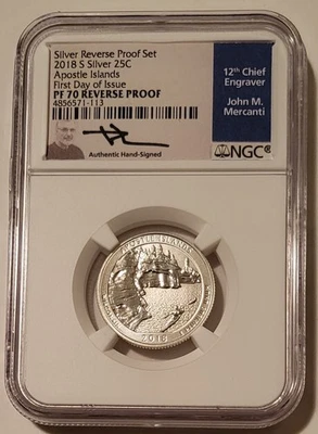 NGC 2018 S Silver Apostle Islands NP Quarter Reverse Proof PR70 FDI Mercanti (B) - Image 1 of 2