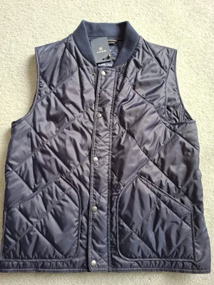 New GANT Navy Blue Diamond Quilted Vest Full Zip Men’s Gilet - Size Medium - Image 1 of 4