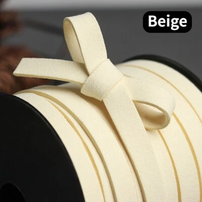 Cuerda de gamuza de cuero sintético de 25 yardas de encaje correa plana hilo cuerda hágalo usted mismo 10 mm Foto 1 de 4