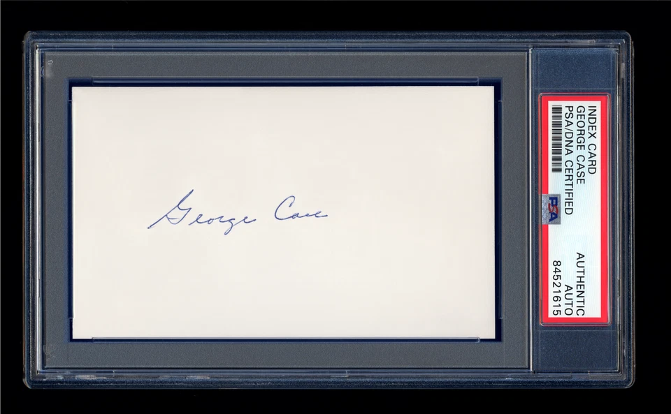 GEORGE CASE SIGNED MINT INDEX CARD PSA/DNA AUTOGRAPHED SENATORS 4 TIME ALL STAR - Image 1 of 1