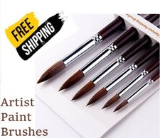 Kolinsky Sable Watercolor Art Painting Brush Round 6 Brushes Professional - Fs