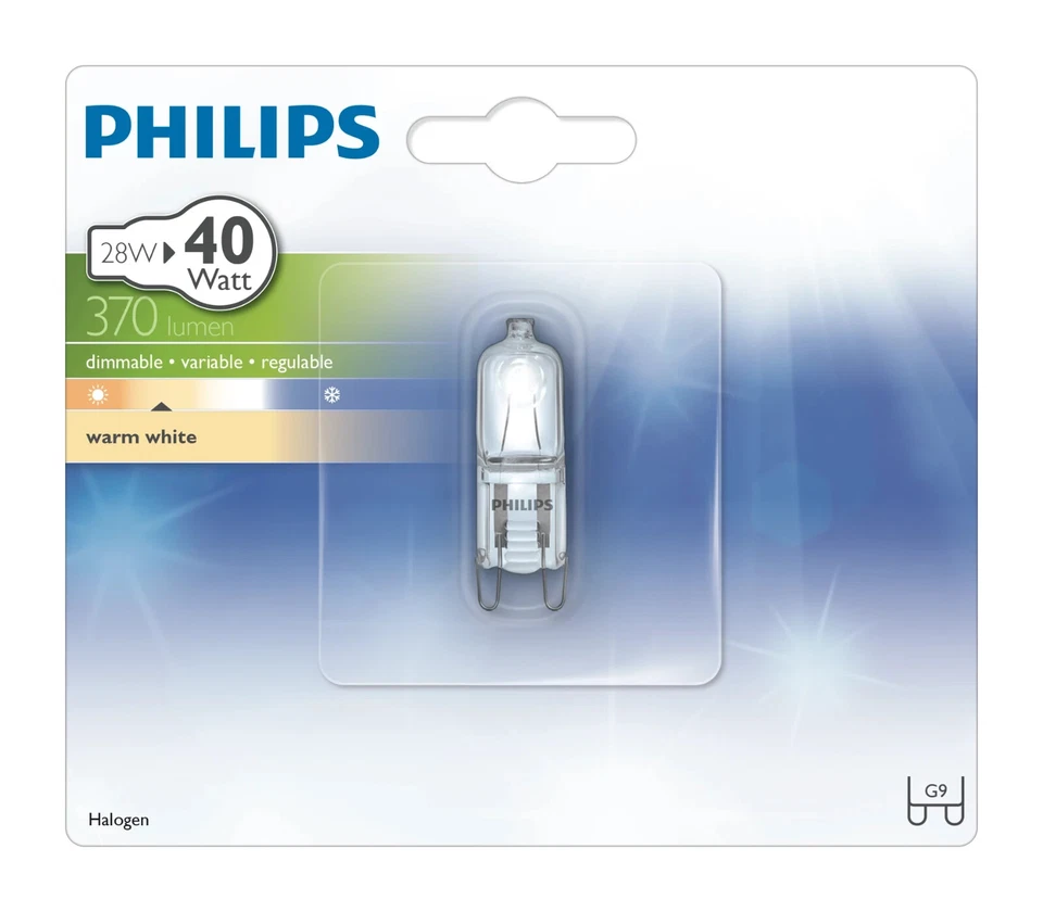 PHILIPS 28W 40WATT 370 LUMEN DIMMABLE WARM WHITE G9 - Immagine 1 di 1