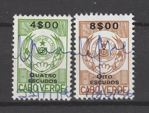 Cabo Verde Revenue Stamp Fiscal Estampila 2 different 1 Cover