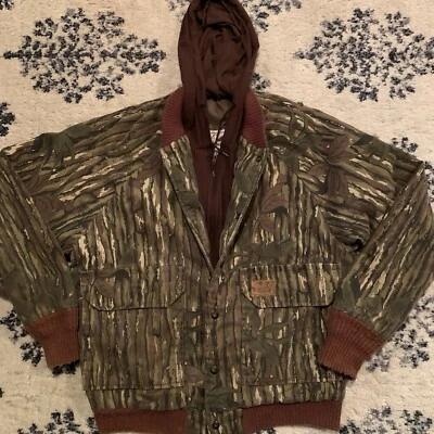 Vintage DUXBAK Original Realtree Camo Jacket Bomber Mens M Insulated Hood USA - Image 1 of 4