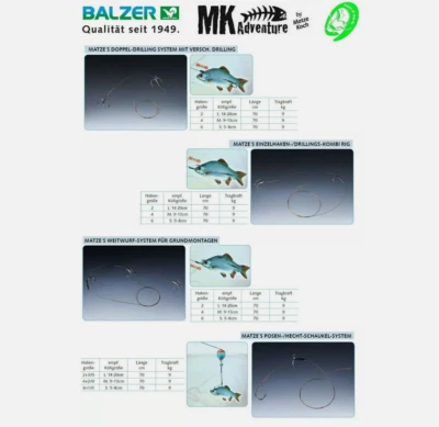 Balzer Matze Koch MK System Hecht Vorfach Stahlvorfach 7x7 Natürködersystem