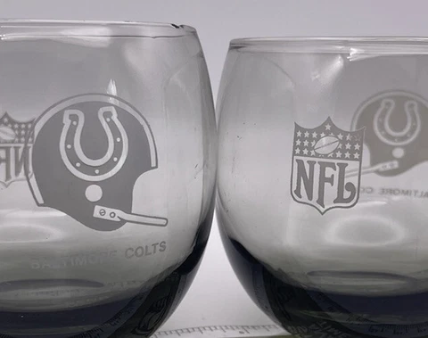 Vintage Baltimore Colts NFL Smoked Roly Poly Stemless Tumbler Glass Football Cover