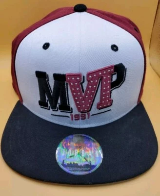 Boné masculino Air Jordan branco vermelho preto MVP 1991 Jumpman Snap Back Chicago Bulls - Imagem 1 de 4