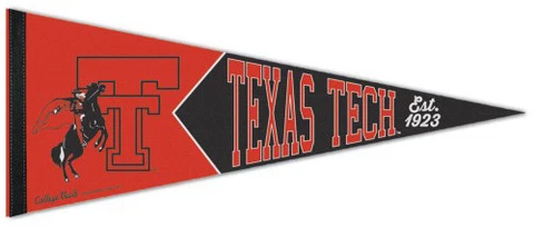 TEXAS TECH RED RAIDERS Retro-1980s-Style NCAA Premium Felt Collectors PENNANT Cover