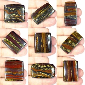 Superb Natural Golden Fire Red Iron Tiger Rectangle Cabochon Gemstone BS- - Picture 1 of 10
