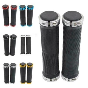 1 Pair Double Lock On Locking Mountain BMX Bike Bicycle Cycling Handle Bar Grip - Picture 1 of 15
