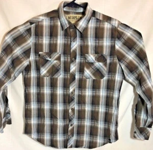 Camisa SURPLUS 88808C-209-WING P Hombres Manga Larga Botón Frontal Militar Cuadros Grande - Imagen 1 de 5