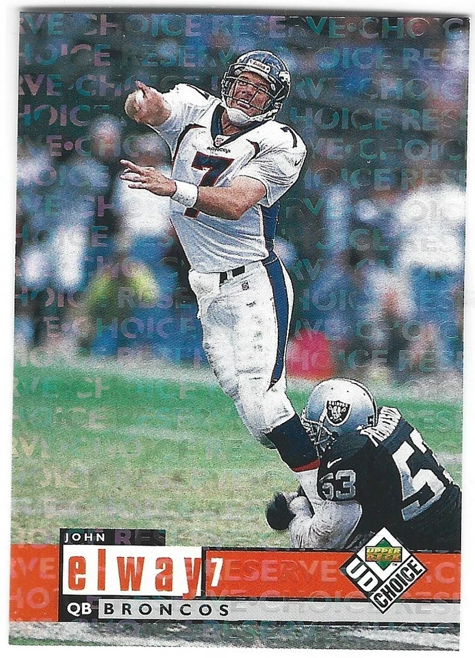 JOHN ELWAY 1998 UD CHOICE RESERVE BRONCOS STANFORD CARDINAL O2 - Image 1 of 1
