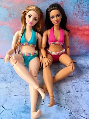 BQ‐SPLASH - Bikini colorido para muñecas de moda curvas escala 11" 1/6 - 2 colores Foto 1 de 4