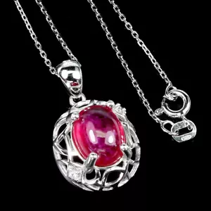 925 Argento Sterling Collana Ovale Rubino 10x8mm Naturale Gemma Gioielli 1 - Foto 1 di 10