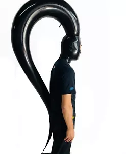 Latexgummi aufblasbare lange Maske S-Farbton Halloween Cosplay aufblasbare Kapuze - Bild 1 von 4