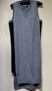 Athleta Womens Merino Wool Sleeveless Sweater Knit Midi Dress Small Gray/Black - Picture 1 of 9