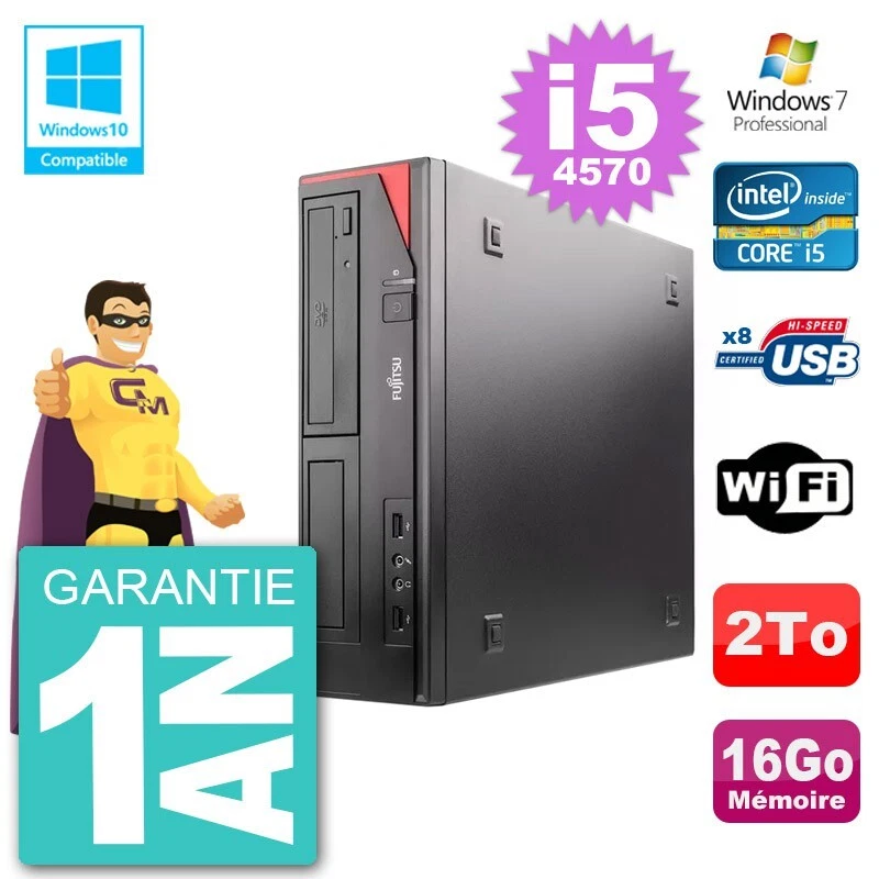 PC Fujitsu Esprimo E520 DT i5-4570 RAM 16GB Festplatte 2TB DVD-Brenner WLAN W7 - Bild 1 von 1