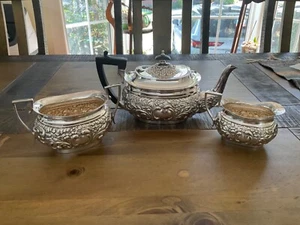 Antique Victorian silver plate Tea set, pot sugar bowl jug A Browett Birmingham - Picture 1 of 8