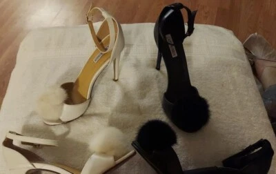 Bombas de aguja 2 Pr Cape Robbin veganas con pompón y correa de anclaje talla 8M Foto 1 de 4