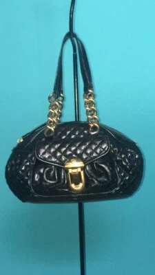 Francesco Biasia小号黑色绗缝挎包带青铜五金件 — 第 1/4 张图片