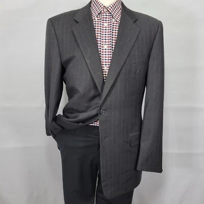 Hickey Freeman Men's Sport Coat Blazer Two Button CH BLK Striped Loro Piana 42L - Image 1 of 4