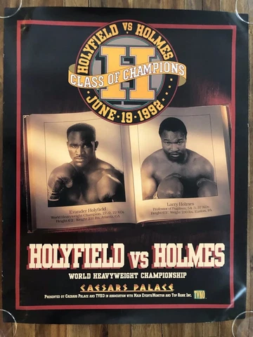 1992 Evander Holyfield Larry Holmes Vintage Caesars Las Vegas Fight Poster 22x28 Cover