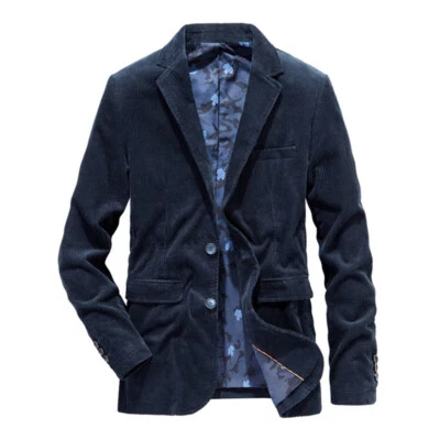 Hombres Retro Pana Traje Chaqueta Cordón Blazer Informal Muesca Solapa Abrigo Formal Elegante Foto 1 de 4